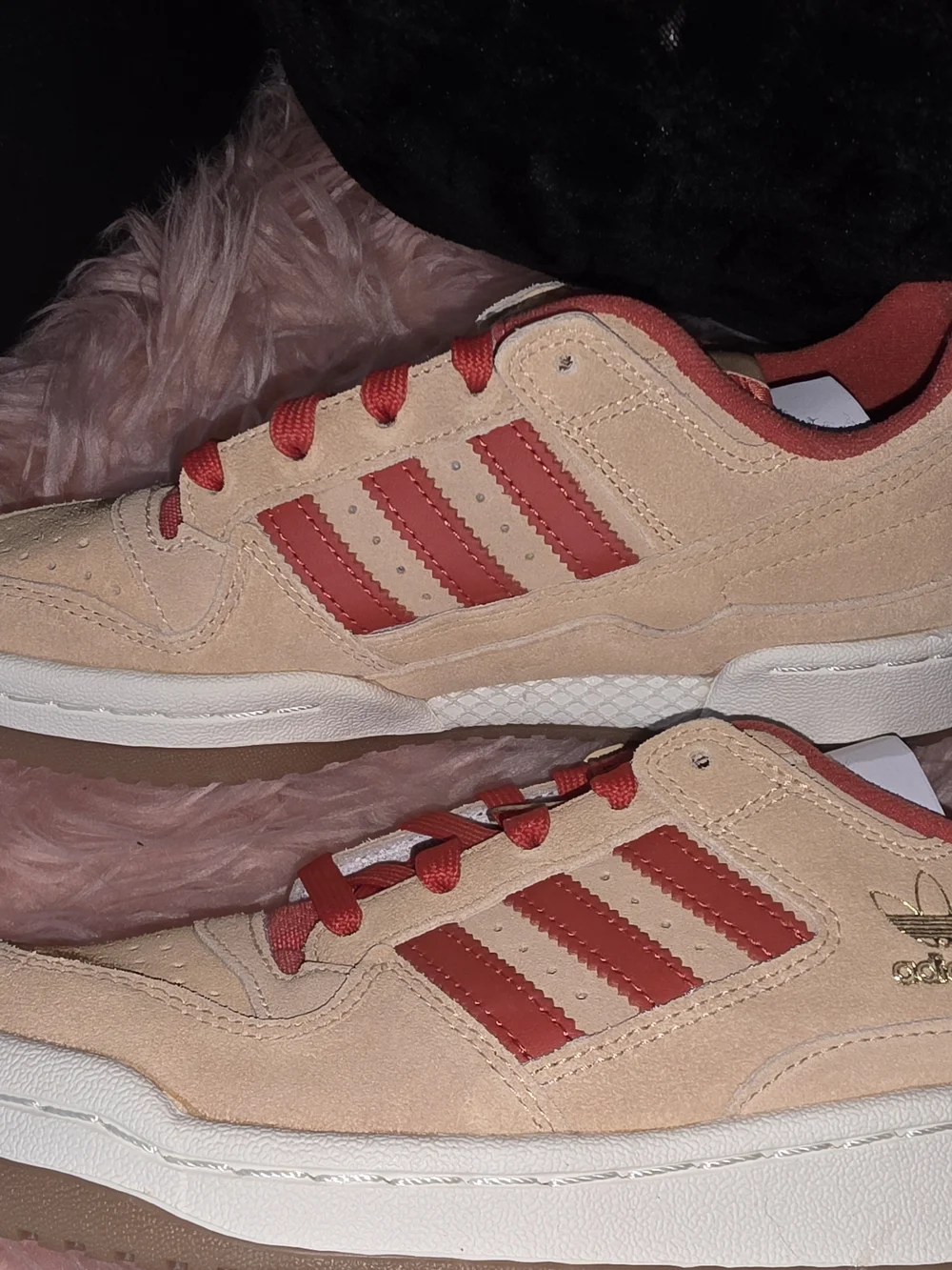 adidas Kids Peach and Red Suede Sneakers